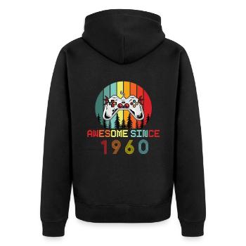 Génial depuis 1960 Anniversaire 1960 Millésime 1960 - Veste à capuche bio Premium Unisexe - noir - Dos - Nico (187cm)