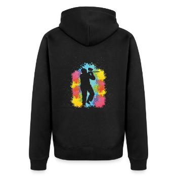 Colorful Paintballer Airsoft Player Paintball - Unisex Premium Organic Zip Hoodie - black - Back - Nico (187cm)