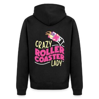 Roller Coaster Girl Crazy Roller - Unisex Premium Bio Zip Hoodie - Schwarz - Hinten - Nico (187cm)
