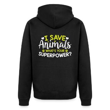 Droits des animaux - Je sauve les animaux Quelle est votre superpow - Veste à capuche bio Premium Unisexe - noir - Dos - Nico (187cm)