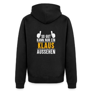 Klaus Vorname Name Geschenk - Unisex Premium Bio Zip Hoodie - Schwarz - Hinten - Nico (187cm)