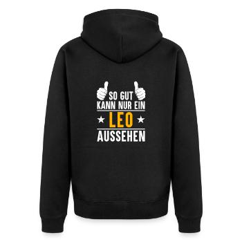 Leo Vorname Name Geschenk - Unisex Premium Bio Zip Hoodie - Schwarz - Hinten - Nico (187cm)