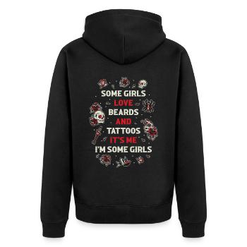 Girls Love Beards And Tattoos Tätowierung Geschenk - Unisex Premium Bio Zip Hoodie - Schwarz - Hinten - Nico (187cm)