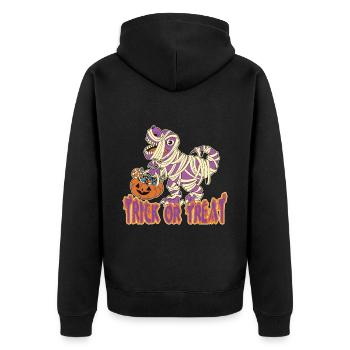 Gruselig Halloween Kürbis Hexen Zombie Gespenster - Unisex Premium Bio Zip Hoodie - Schwarz - Hinten - Nico (187cm)