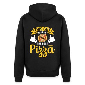 Conception de pizza pour les pizzaïolos et les amateurs de pizza - Veste à capuche bio Premium Unisexe - noir - Dos - Nico (187cm)