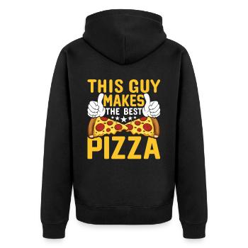 Conception de pizza pour les pizzaïolos et les amateurs de pizza - Veste à capuche bio Premium Unisexe - noir - Dos - Nico (187cm)