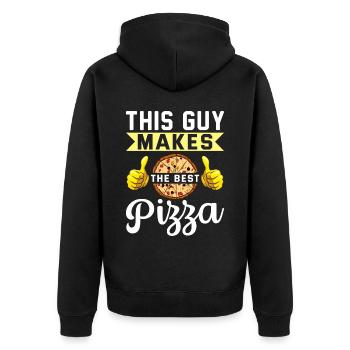 Conception de pizza pour les pizzaïolos et les amateurs de pizza - Veste à capuche bio Premium Unisexe - noir - Dos - Nico (187cm)
