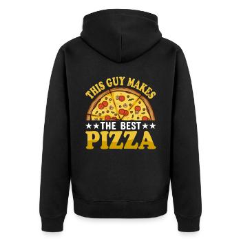 Conception de pizza pour les pizzaïolos et les amateurs de pizza - Veste à capuche bio Premium Unisexe - noir - Dos - Nico (187cm)