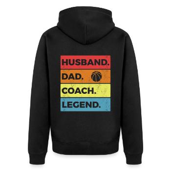 Lustige Basketball Sprüche für Basketballspieler - Unisex Premium Bio Zip Hoodie - Schwarz - Hinten - Nico (187cm)