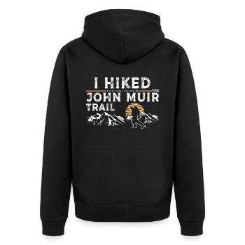 Wanderte - John Muir Trail - Unisex Premium Bio Zip Hoodie - Schwarz - Hinten - Nico (187cm)