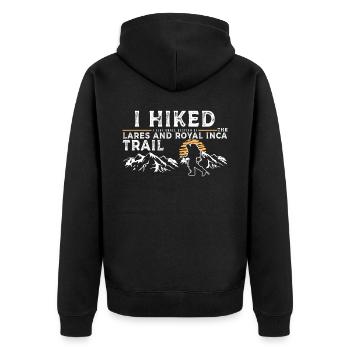 Wanderte - Lares Und Royal Inca Trail - Unisex Premium Bio Zip Hoodie - Schwarz - Hinten - Nico (187cm)