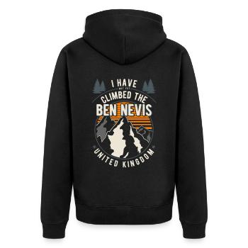 Wanderer - Kletterer Wandern Ben Nevis - Unisex Premium Bio Zip Hoodie - Schwarz - Hinten - Nico (187cm)