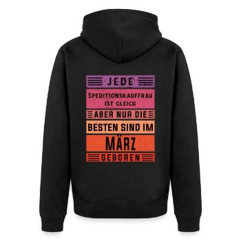 Spediteur Geburtstag März geboren - Unisex Premium Bio Zip Hoodie - Schwarz - Hinten - Nico (187cm)