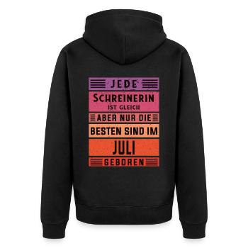 Zimmerer Geburtstag Juli geboren Schreinerin - Unisex Premium Bio Zip Hoodie - Schwarz - Hinten - Nico (187cm)