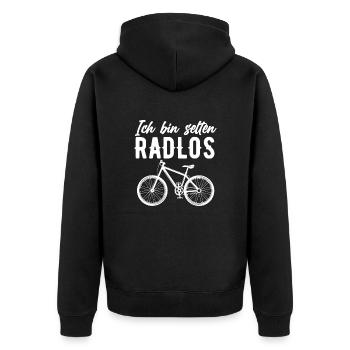 Ich Bin Selten Radlos Mountainbike Downhill Mtb - Unisex Premium Bio Zip Hoodie - Schwarz - Hinten - Nico (187cm)