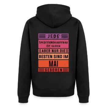 Spediteur Geburtstag Mai geboren - Unisex Premium Bio Zip Hoodie - Schwarz - Hinten - Nico (187cm)