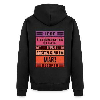 Buchhalter Geburtstag März geboren Steuerberaterin - Unisex Premium Bio Zip Hoodie - Schwarz - Hinten - Nico (187cm)