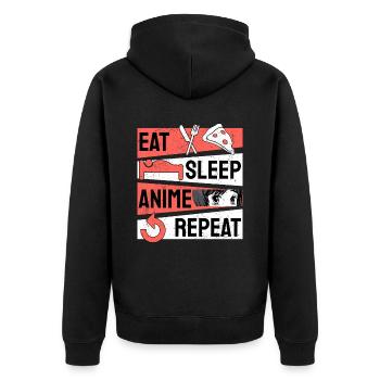 Eat Sleep Anime Repeat Animes - Unisex Premium Bio Zip Hoodie - Schwarz - Hinten - Nico (187cm)