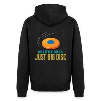 No Little Balls Just Big Discs Fun Disc Golf - Unisex Premium Organic Zip Hoodie - black - Back - Nico (187cm)