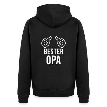 Bester Opa - Unisex Premium Bio Zip Hoodie - Schwarz - Hinten - Nico (187cm)