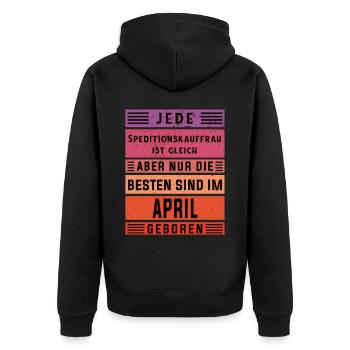 Spediteur Geburtstag April geboren - Unisex Premium Bio Zip Hoodie - Schwarz - Hinten - Nico (187cm)