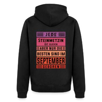 Handwerker Geburtstag September geboren - Unisex Premium Bio Zip Hoodie - Schwarz - Hinten - Nico (187cm)