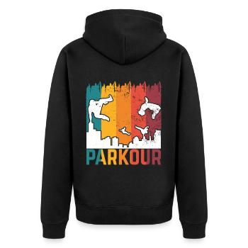 Parkour, Freerunning, Street Workout, Acrobatique - Veste à capuche bio Premium Unisexe - noir - Dos - Nico (187cm)