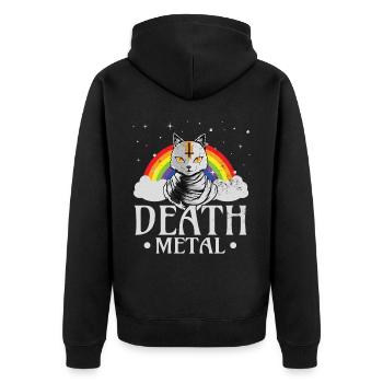 Death Metal Rock Satan Cat Concerts Festivals - Unisex Premium Organic Zip Hoodie - black - Back - Nico (187cm)