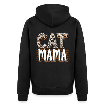 Katze Mama Leopard Kätzchen Tier Haustier - Unisex Premium Bio Zip Hoodie - Schwarz - Hinten - Nico (187cm)