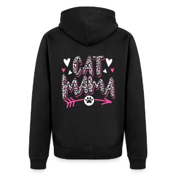 Katze Mama Leopard Kätzchen Tier Haustier - Unisex Premium Bio Zip Hoodie - Schwarz - Hinten - Nico (187cm)