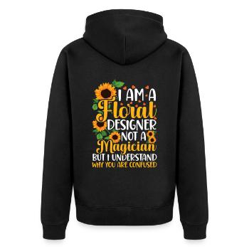 Floristin - Unisex Premium Bio Zip Hoodie - Schwarz - Hinten - Nico (187cm)