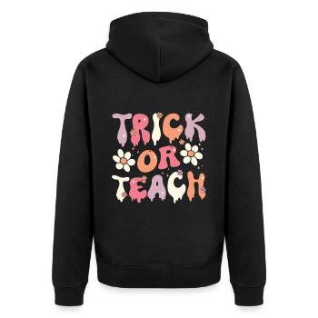 Groovy Lehrer Halloween Trick oder Teach 70s Geschenk - Unisex Premium Bio Zip Hoodie - Schwarz - Hinten - Nico (187cm)
