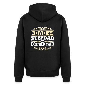 Papa Plus Stepfather Equal Double Papa Stepdad - Unisex Premium Organic Zip Hoodie - black - Back - Nico (187cm)