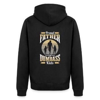 Stolzer Vater Von Ein Paar Doofen Kindern Papa - Unisex Premium Bio Zip Hoodie - Schwarz - Hinten - Nico (187cm)