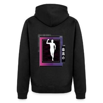 Vaporwave Metaverse Marathon, Trail Running - Veste à capuche bio Premium Unisexe - noir - Dos - Nico (187cm)