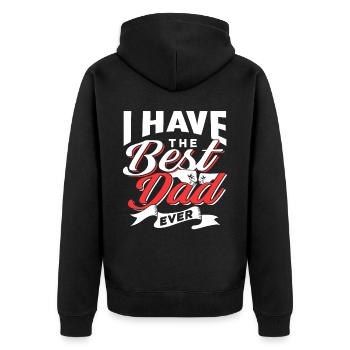 Ich Habe Den Besten Vater Aller Zeiten Papi Papa - Unisex Premium Bio Zip Hoodie - Schwarz - Hinten - Nico (187cm)