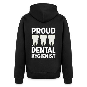 Fier hygiéniste dentaire Dentiste Hygiène dentaire - Veste à capuche bio Premium Unisexe - noir - Dos - Nico (187cm)