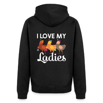 J’aime mes dames Poulet Poussins Poussins Poulets - Veste à capuche bio Premium Unisexe - noir - Dos - Nico (187cm)