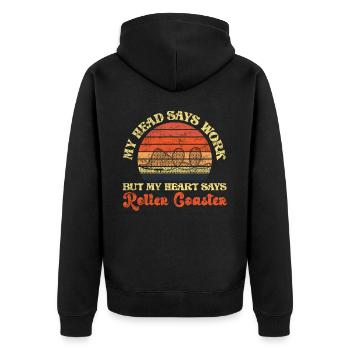 Roller Coaster Retro Vintage My - Unisex Premium Bio Zip Hoodie - Schwarz - Hinten - Nico (187cm)