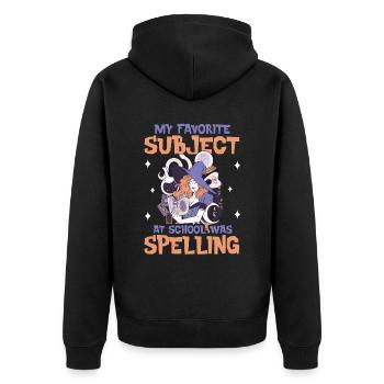 My Favorite Subject What Spelling Halloween Witch - Unisex Premium Organic Zip Hoodie - black - Back - Nico (187cm)
