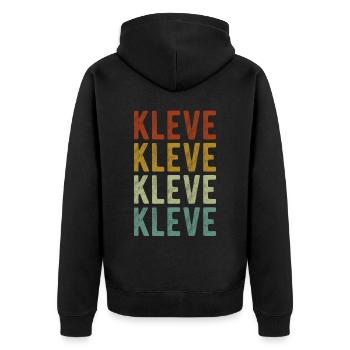 Kleve Stadt Retro Vintage - Unisex Premium Bio Zip Hoodie - Schwarz - Hinten - Nico (187cm)