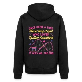 Roller Coaster Girl Once Upon A - Unisex Premium Organic Zip Hoodie - black - Back - Nico (187cm)