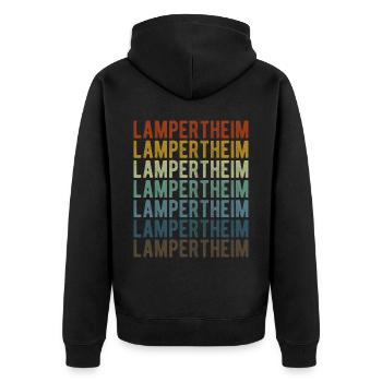 Lampertheim Stadt Retro Vintage - Unisex Premium Bio Zip Hoodie - Schwarz - Hinten - Nico (187cm)