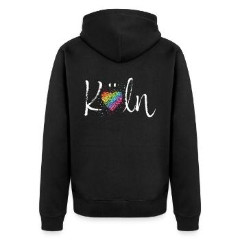 Köln Kölner Kölnerin LGBTQ Community Pride Gay - Unisex Premium Bio Zip Hoodie - Schwarz - Hinten - Nico (187cm)