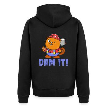 Dam It Wildtier Tier Kanada Nagetier Biberliebhabe - Unisex Premium Bio Zip Hoodie - Schwarz - Hinten - Nico (187cm)
