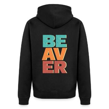 Retro Beaver Wildlife Animal Canada Dam Rodent - Unisex Premium Organic Zip Hoodie - black - Back - Nico (187cm)