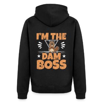 I am the dam boss wildlife animal rodent beaver - Unisex Premium Organic Zip Hoodie - black - Back - Nico (187cm)