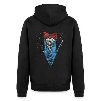 Smoking Anzug Kostümersatz 5. Jahreszeit Fasching - Unisex Premium Bio Zip Hoodie - Schwarz - Hinten - Nico (187cm)