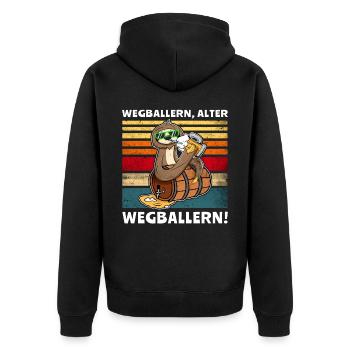 Faultier Bier Löten Saufsprüche - Unisex Premium Bio Zip Hoodie - Schwarz - Hinten - Nico (187cm)