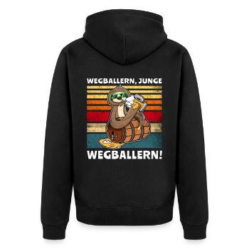 Faultier Bier Löten Saufsprüche - Unisex Premium Bio Zip Hoodie - Schwarz - Hinten - Nico (187cm)